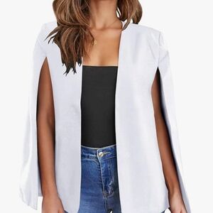 Stylish White Cape Blazer